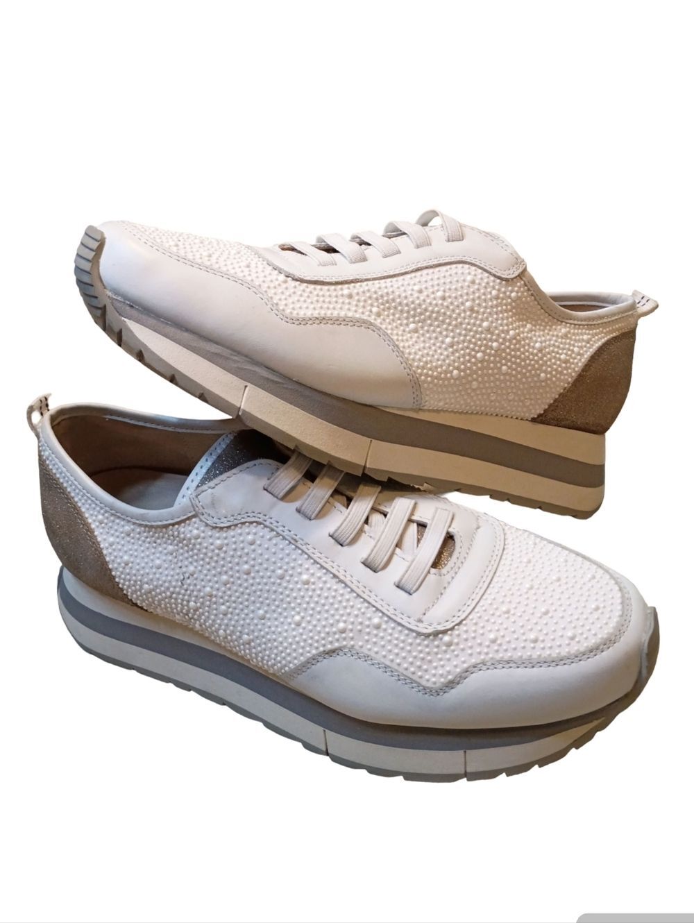Naked Feet Kinetic platform sneakers | "White Pearl colorway" Women's Size 10